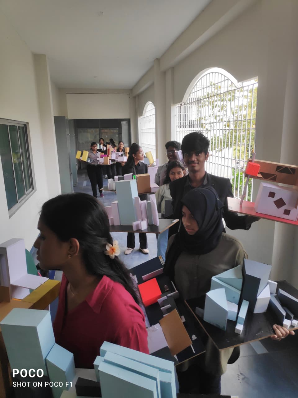 Students with Architectural Models